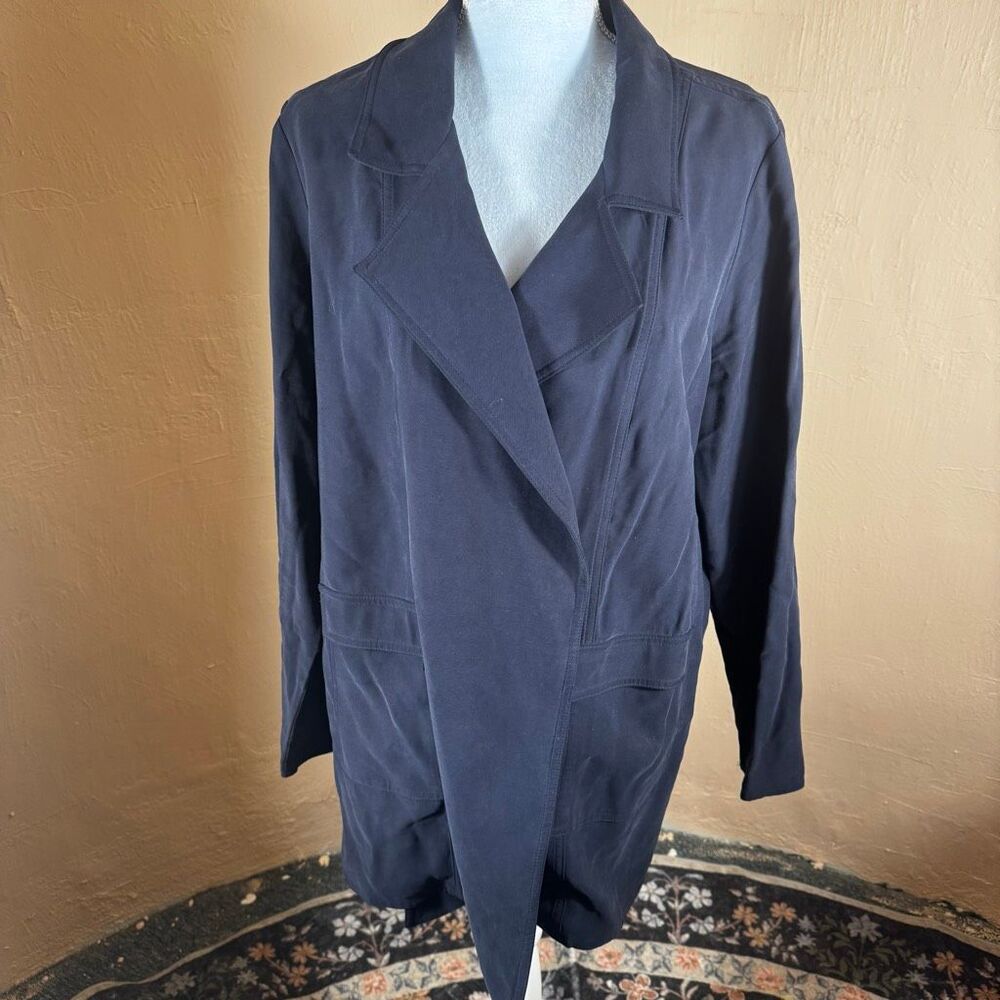 Chelsea28 Navy Open-Front Blazer Jacket | Size XL | Rayon | Longline